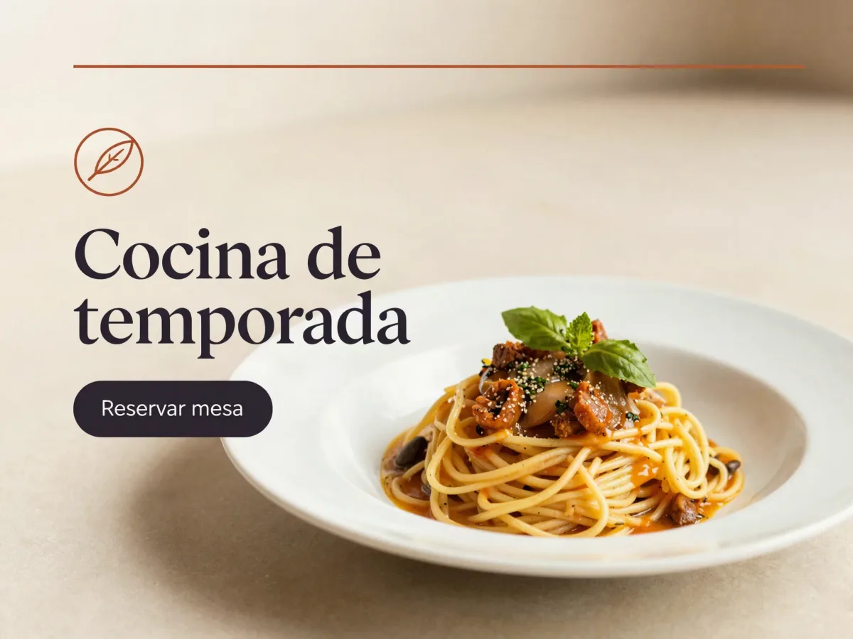 Web de restaurante rediseñada por Stencaster: hero con fotografía editorial, tipografía cuidada y botón de reserva
